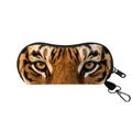 Tiger eye print portable glasses pouch with zipper closure and metal carabiner - Tiger Eye Style (12)