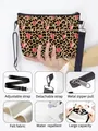 Felt shoulder bag with leopard heart print featuring adjustable straps and waterproof fabric - Leopard Heart Style (01)