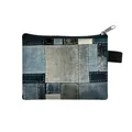 Blaue Denim-Patchwork-Geldbörse mit Reißverschluss und praktischer Trageschlaufe - Karierter Patchwork-Jeans-Stil (09)