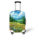 Elastic luggage cover featuring a vibrant oil painting of a mountain landscape - S / Snow Mountain Flower Style (04)