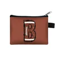 Mini pochette marrone stile baseball con design lettera B e chiusura lampo in metallo - Stile Lettera B