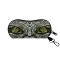 Portable sunglasses case with realistic crocodile eye print and metal clip hook - Crocodile Style (13)
