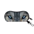 Portable sunglasses case with realistic blue wolf eye print and metal carabiner hook - Blue Eye Wolf Style (14)