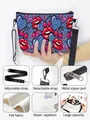 Women's felt shoulder bag with blue leopard heart print and adjustable black strap - Pop Art Mixed Color Style (03)
