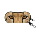 Portable leopard eye print eyewear case with zipper closure and swivel snap hook - Cheetah Style (15)