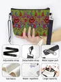 Felt tote bag with neon leopard and lip print featuring a detachable shoulder strap - Green Leopard Red Lips Style (04)