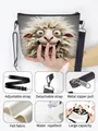 Light grey felt shoulder bag with cute animal graphic and adjustable strap - Shocked Expression Animal (04)
