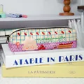 Cute pink pig cartoon pencil case with blue plaid and cherry patterns for students - Purple Plaid Pig Cherry Pattern (08)