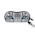 Portable zipper glasses case featuring a realistic snow leopard eye print and carabiner - Snow Leopard Eyes Style (18)