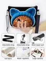 Water-repellent felt shoulder bag with cute orange cat print and adjustable black strap - Orange Cat with Blue Hat (05)