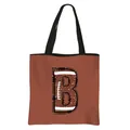 Sac fourre-tout en polyester marron avec texture de football et anse noire - Style Lettre B (02)