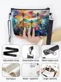 Borsa a tracolla in feltro impermeabile con stampa libellula acquerello e grande capacità - Stile Libellula Sfumata Blu-Viola (01)