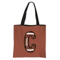 Sac fourre-tout en polyester marron avec imprimé rugby lettre C et anses noires - Style Lettre C (03)