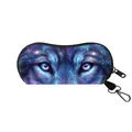 Wolf eyes animal print sunglasses pouch with zipper closure and lobster clasp hook - Starry Sky Wolf Style (20)