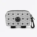 Light gray fabric dog poop bag holder with claw prints and silicone dispenser hole - Light Grey With Black Paw Prints (06)