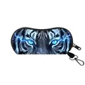 Portable sunglasses case with blue lightning tiger eye print and black snap hook - Lightning Tiger Style (21)