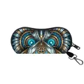 Steampunk owl printed sunglasses pouch with golden gears and portable carabiner clip - Steampunk Owl Style (23)