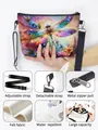 Borsa a tracolla in feltro con stampa libellula acquerello e tracolla regolabile capiente - Stile Libellula Geometrica Multicolore (04)