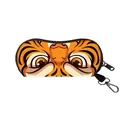 Portable sunglasses case with cartoon tiger print, zipper closure and metal hook - Cartoon Tiger Face Style (24)