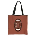 Bruine polyester draagtas met American football print en zwarte hengsels voor sportfans - Letter O Stijl(15)