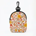 Portable floral dog treat pouch with metal zipper and clip for outdoor pet training - Cream Dense Orange Pink Floral Style (Oval 06)