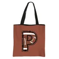Roodbruine draagtas met letter P in American football-stijl en zwarte handvatten - Letter P Stijl(16)