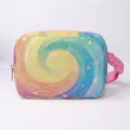 Colorful tie-dye waist bag with rainbow swirl patterns and pink strap for women - Rainbow Swirl
