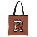 Roodbruine draagtas met grote R-letter print in Amerikaanse voetbalstijl design - Letter R Stijl(18)