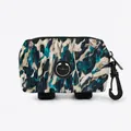Portable pet waste bag dispenser with blue camouflage pattern and metal zipper closure - Cyan Camouflage Pattern(01)