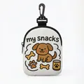 Portable cartoon dog snack pouch with carabiner for pet food storage and outdoor training - Oval 02 / White