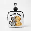 Portable canvas pet treat pouch with cartoon dog print and hanging carabiner clip - Square 09