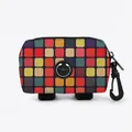 Portable pet waste bag dispenser with colorful checkered pattern and carbine hook - Colorful Rounded Grid Pattern(02)