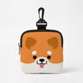 Portable cartoon dog treat pouch with Shiba Inu print and swivel carabiner clip - Square 10