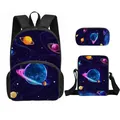 Schultaschen-Set 3-teilig mit Weltraum-Galaxie-Print für Schüler und Kinder - Universum Galaxie (02)