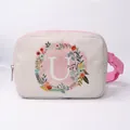 Sac banane rose avec motif floral lettre U et bandoulière réglable pour femme - Style Lettre U