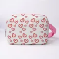 White butterfly heart print crossbody fanny pack with pink zipper and plastic buckle - Connected Red Hearts