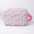 White fanny pack with pink butterfly print and adjustable nylon strap for women - Star with Bow