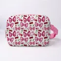 Cute white waist bag with pink cherry and bow patterns and adjustable strap - Cherry