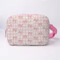 Roze en wit geblokte heuptas met vlinderprint en verstelbare schouderriem voor dames - Roze en Wit Geruite Strik