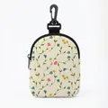 Portable floral dog treat bag with metal carabiner and secure zipper closure - Oval 02