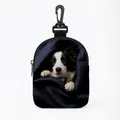 Portable pet treat bag with Border Collie print and durable swivel hook for training - Border Collie Style (Oval 08)