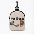 Beige canvas pet treats pouch with dog illustrations and a black hanging hook - Oval 03