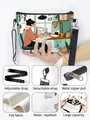 Crossbody felt bag with girl illustration, featuring adjustable strap and waterproof design - Office Woman Illustration (02)