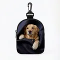 Draagbare blauwe hondensnacktas met Golden Retriever print en zwarte karabijnhaak - Golden Retriever Stijl (Ovaal 01)