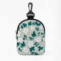 Portable floral dog treat pouch in sage green with swivel hook for pet training - Bean Green White Floral Style (Oval 04)