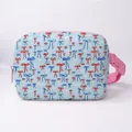 Crossbody belt bag in light blue canvas with colorful bow print and pink strap - Light Blue Hand-painted Ribbon