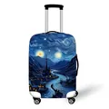 Elastic suitcase cover with starry night art print for luggage protection and travel style - S / Blue Abstract Illustration (03)
