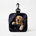 Draagbare hondensnacktas in donkerblauw met Golden Retriever print en karabijn - Golden Retriever Stijl (Vierkant 01)