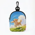 Bolsa de premios para perros con cremallera y gancho, diseño de perro jugando frisbee - Ovalado-Perro atrapando el frisbee(01)