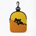 Portable dog treat pouch with yellow cat print and hanging clip for outdoor training - Oval 01